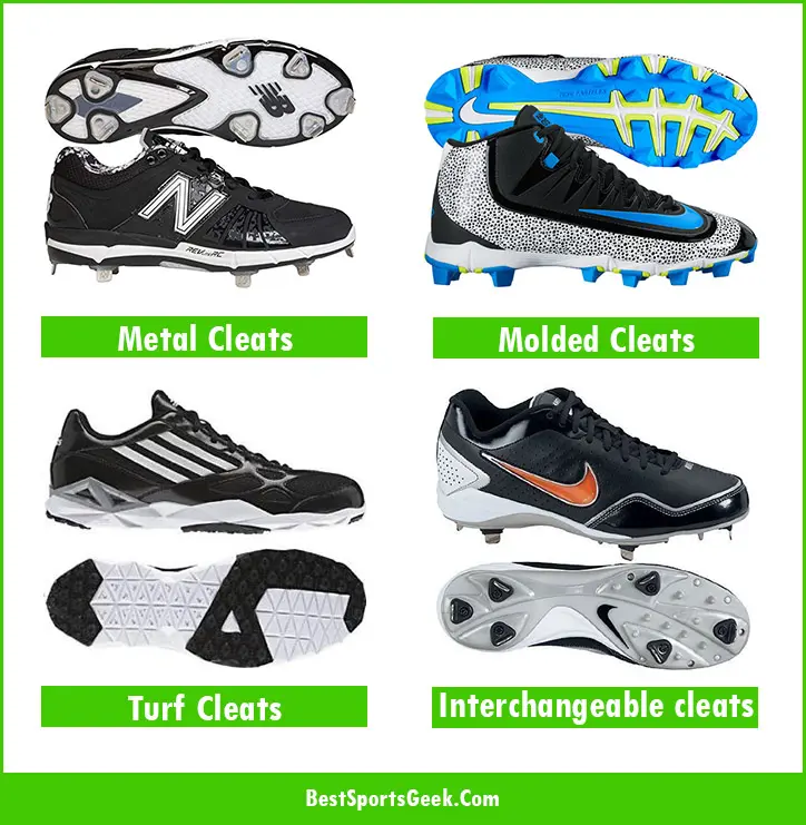 different types of baseball cleats